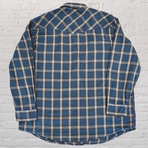 Outdoor Life Blue Western Plaid Button Up Long Sleeve Pearl Snap Buttons Size XL - Picture 12 of 15